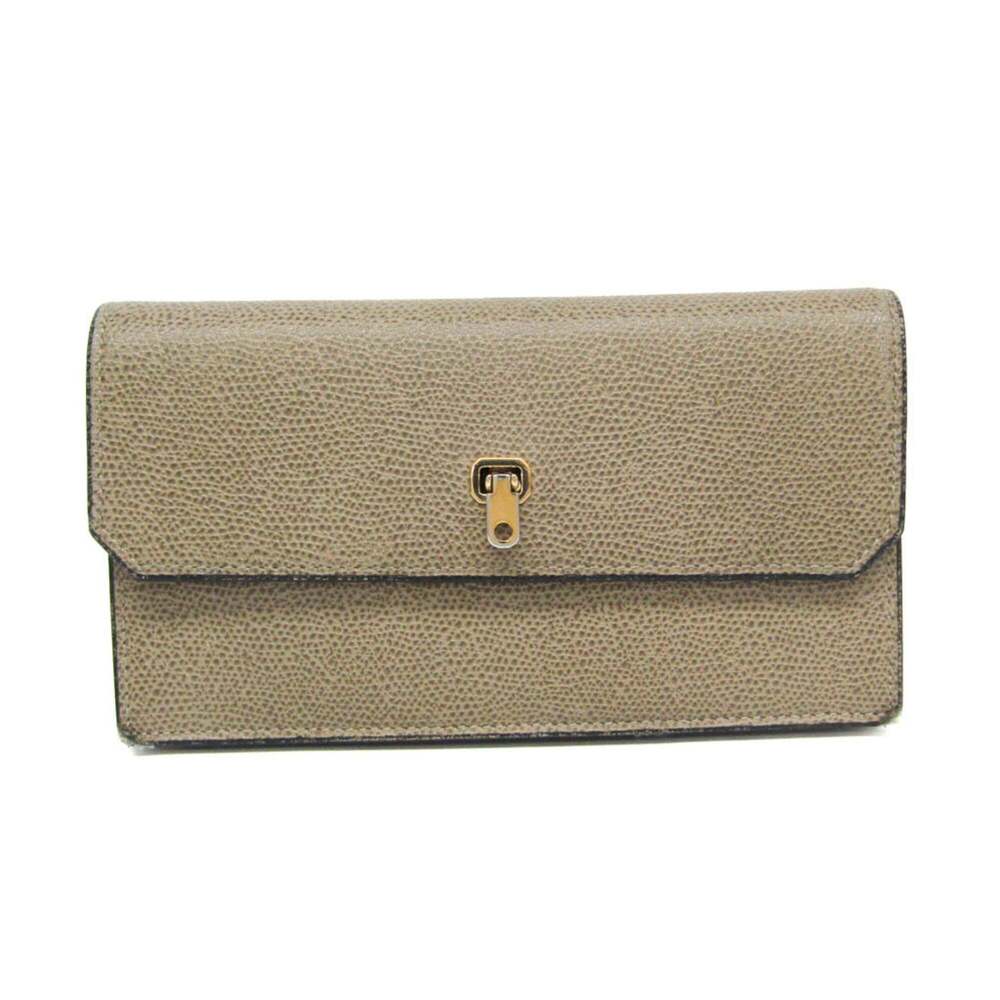 Valextra Detachable Card Case Men,Women Leather Long Wallet (bi-fold) Beige